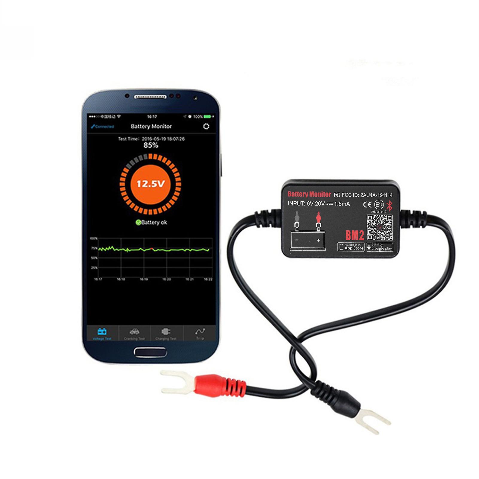 Ble Battery Monitor Bm2 Car 12v Battery Tester con Bluetooth Battery Sense Tester Battery Load Tester per moto / barca / camion