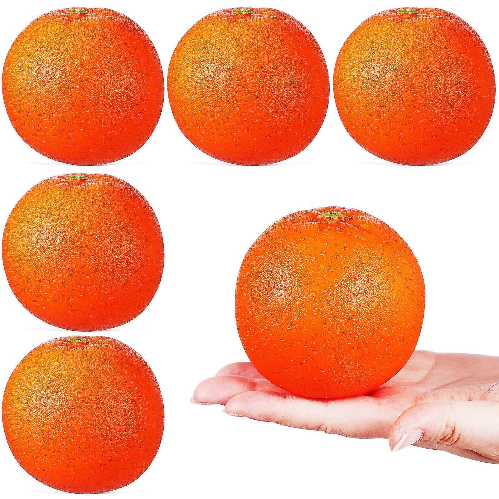 6 Pcs Simulation Orange Faux Fruit Models Orange Models Decorative Artificial Oranges