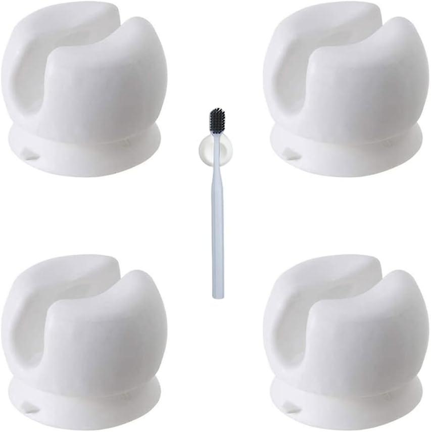4 Pcs Toothbrush Holder with Suction Cup Wall-Mounted Toothbrush Holder Multi-Function Wall Storage Hook