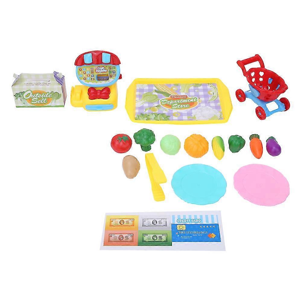 キッズレジ玩具セット - 3歳以上の子供のための22個のシミュレーションショッピングカートとレジ