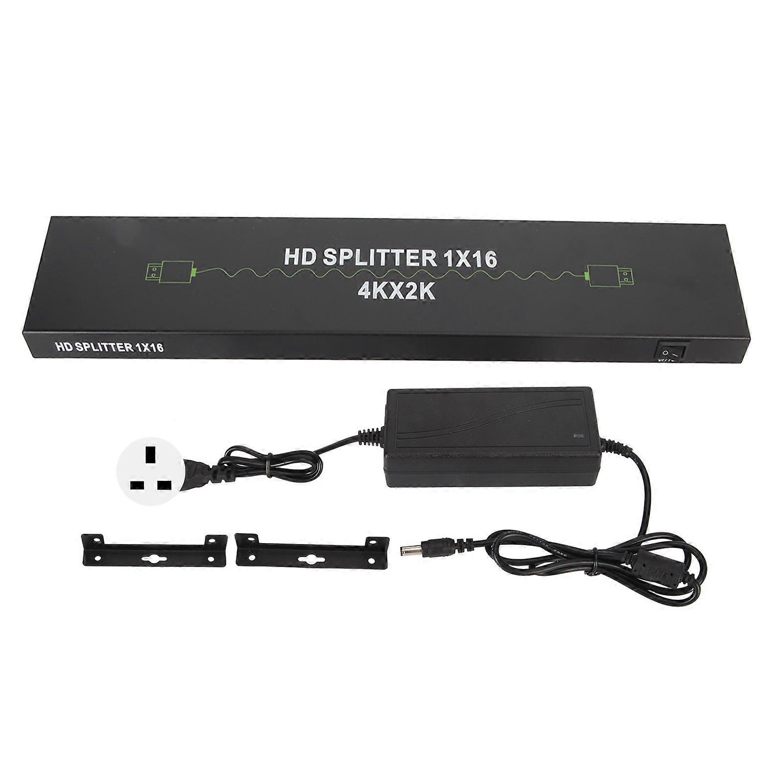 4K 1 in 16 Out HD Multimedia Interface Splitter Support 4K 30Hz 3D 1x16 HD Multimedia Interface Splitter 100?240V UK Plug