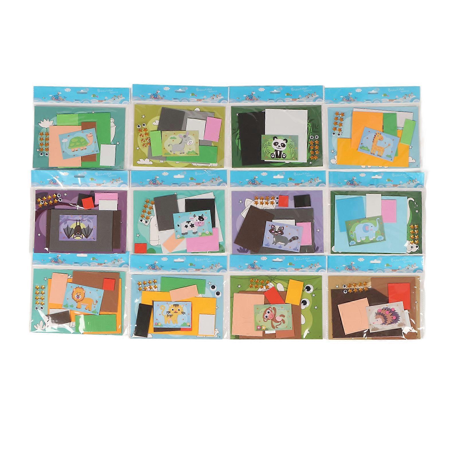 12pcs 3D EVA Foam Sticker DIY Cartoon Animal Foam Stickers Educational Interactive Kids Puzzle Stickers for Age 3 to 8 Type 1