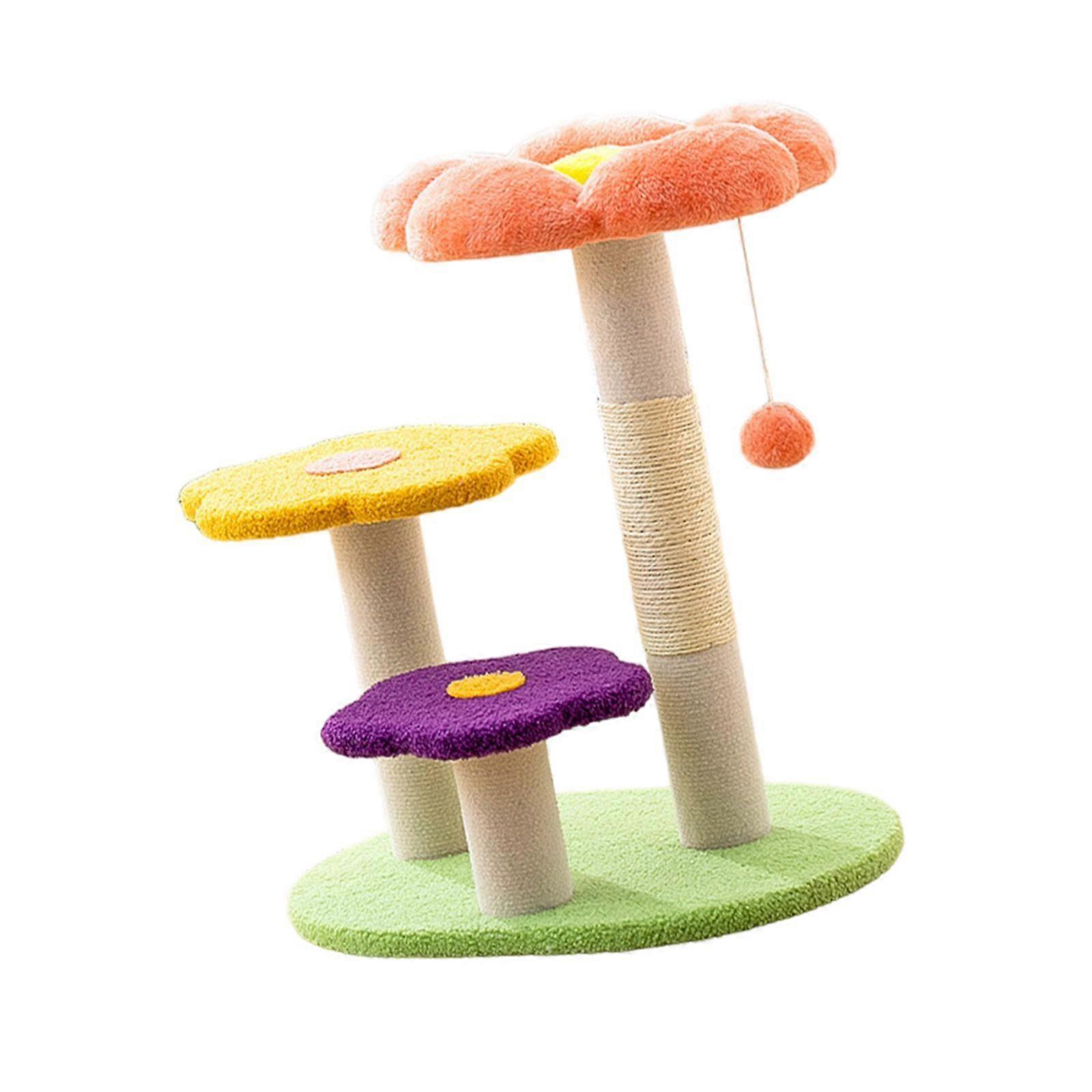 Flower Scratch Post Vertical 3 Tiers Cat Scratcher for Cat Kitty Kittens orange