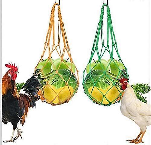Vegetable String Bag Poultry Fruit Holder Chicken Cabbage Feeder Treat Feeding Tool with Hook
