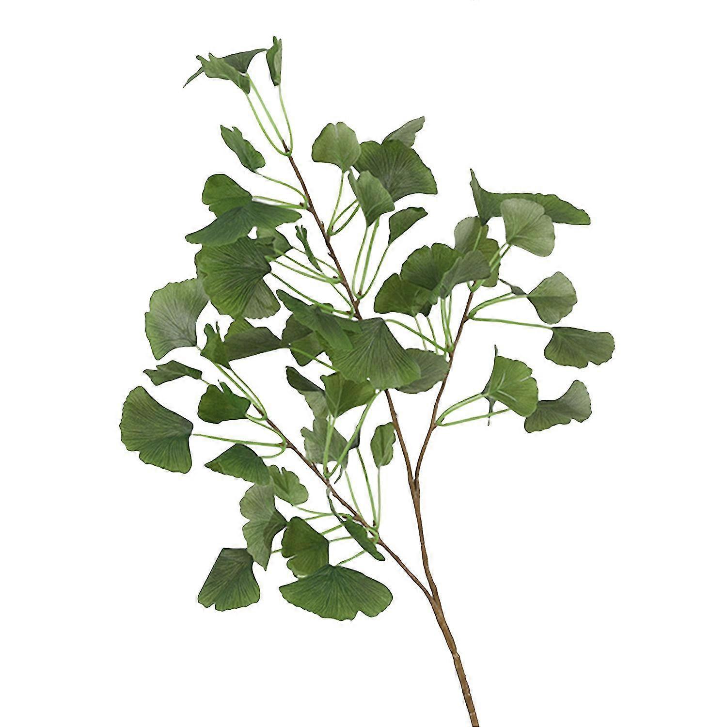 2024 Single Branch 3 Forked Artificial Plant Fake Gingko Leaf Flower Arrangement för vardagsrum