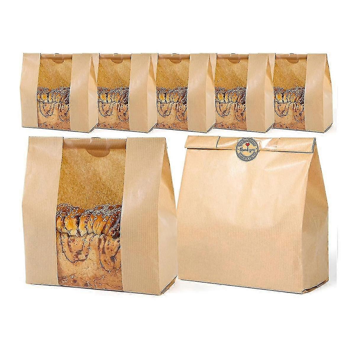70 Pcs Bread Bags for Homemade Bread with Window Sourdough, Paper Bread Bags with 75 Sealing Stickers for Bakers