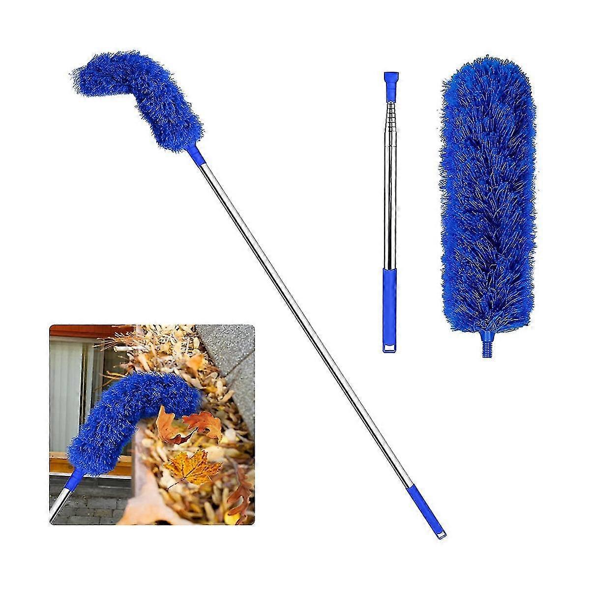 Gutter Cleaning Brush Roofing Tool With Telescopic Extendable Pole 8.2ft Guard Cleaner Tool Easy Re