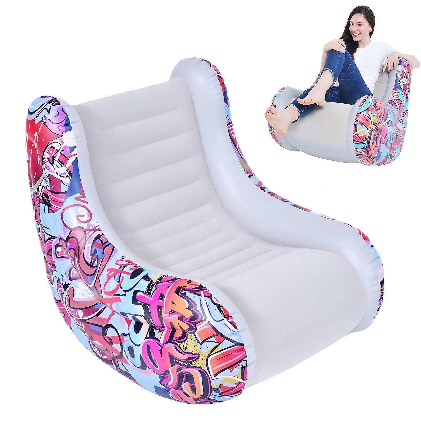 Inflatable Leisure Sofa Ergonomic Design with Unique Graffiti Painting Suitable for Room Terrace Tanning