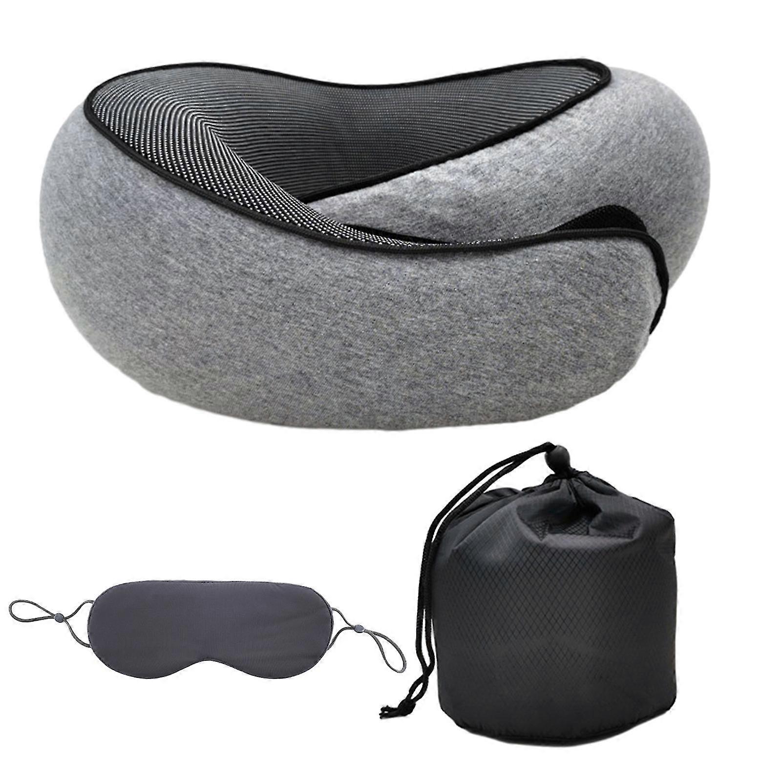 U-Shaped Pillow with Double Side Eyes Mask Comfortable Sleep Cervical Pillow for Napping Sleeping