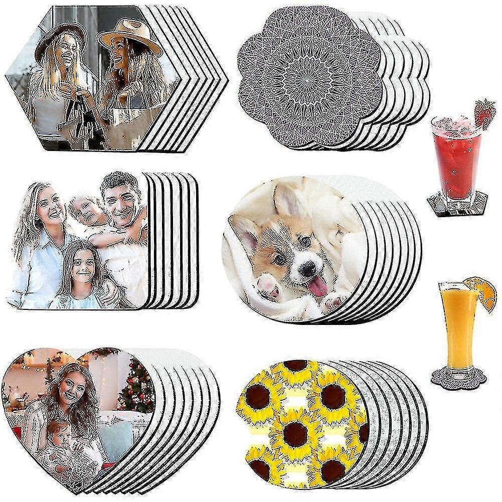 42pcs Sublimation Coasters Blank Heat Transfer Cup Coaster, Diy Craft