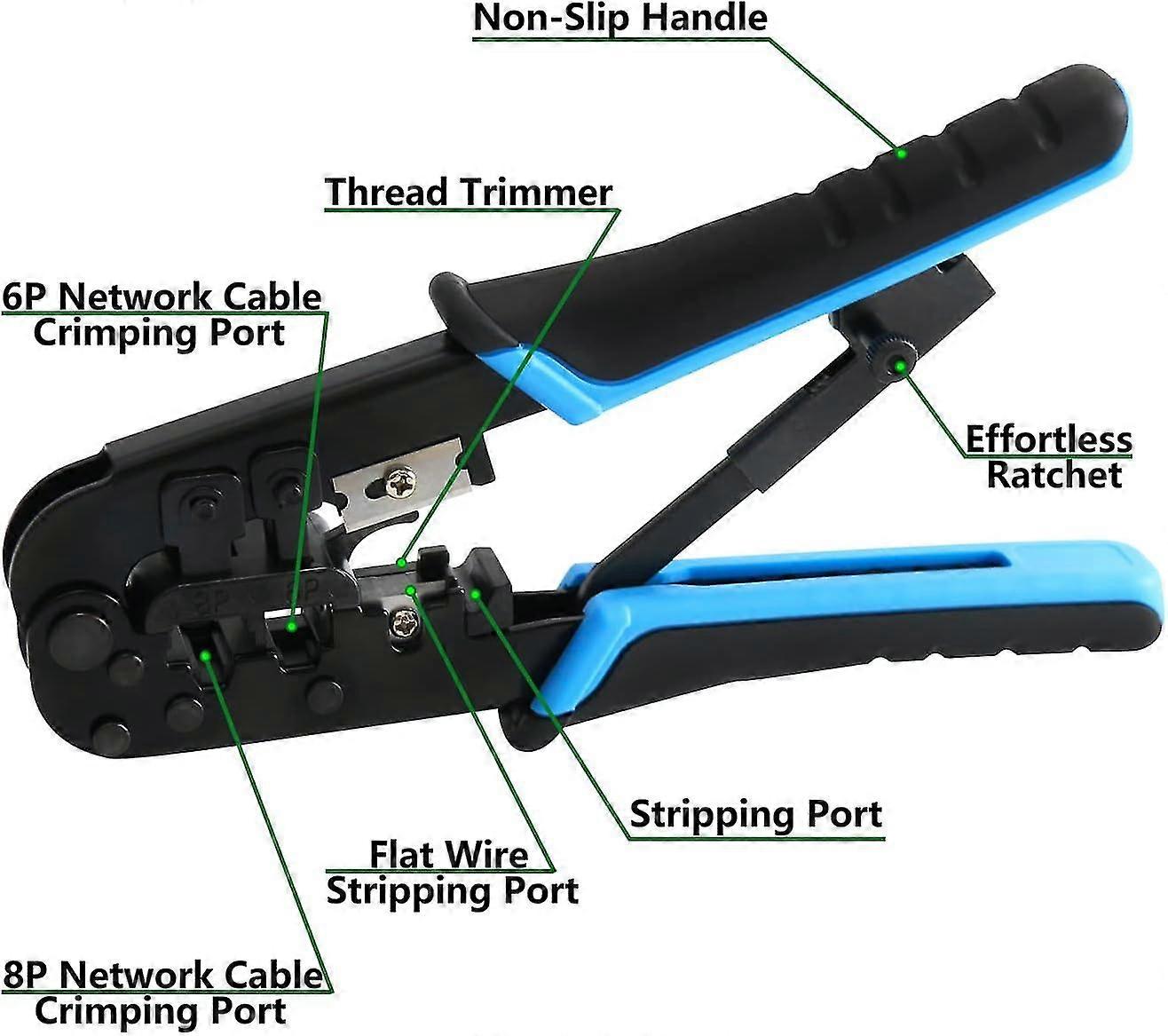 Crimpatore RJ45 Passante EZ Per Cavi Cat5/Cat5e/Cat6 – Strumento Per Connettori RJ45 E RJ12
