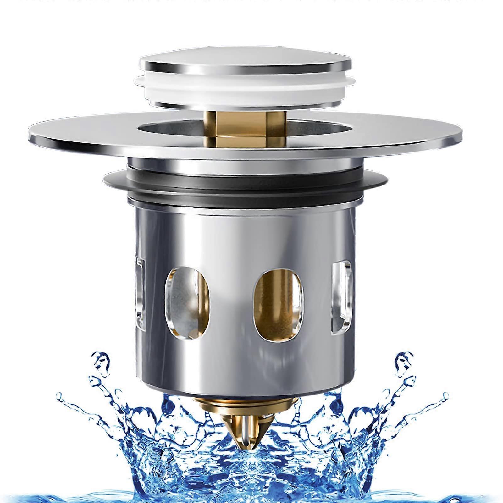 Sink Plug,Sink Strainer Spring Core Pop Up Drain Plug, Universal Sink Stopper Replacement for Bathroom and Kitchen