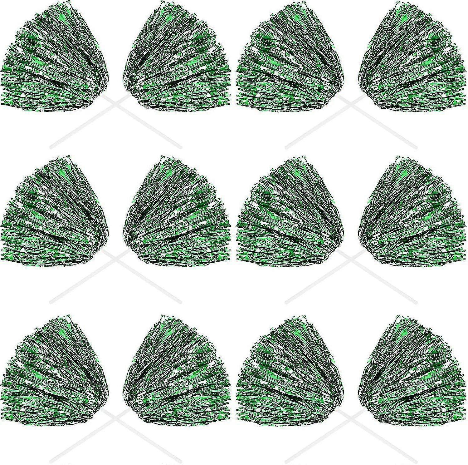 24 Pack Metallic Cheerleading Pom Pom 12 polegadas Cheerleader Pom Poms Com Batuta