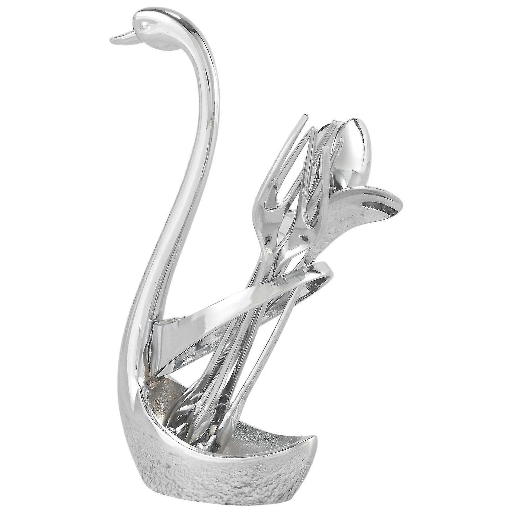 Flatware Set With Swan Holder,fruit/dessert Fork Cake/coffee Spoon Organizer, Tableware Decoration