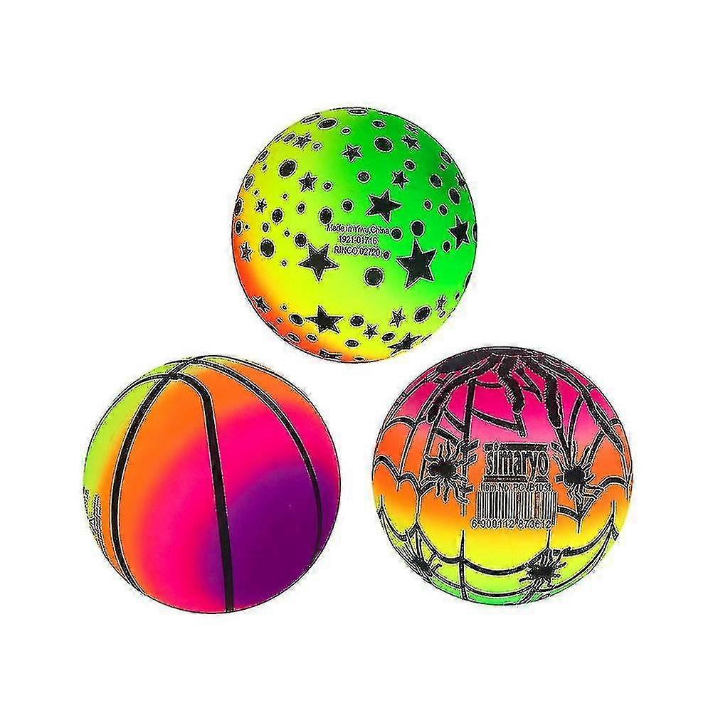 3 Pcs 16 Cm Rainbow Balls Elastic Eco-friendly Pvc Beach Play Ball Kic