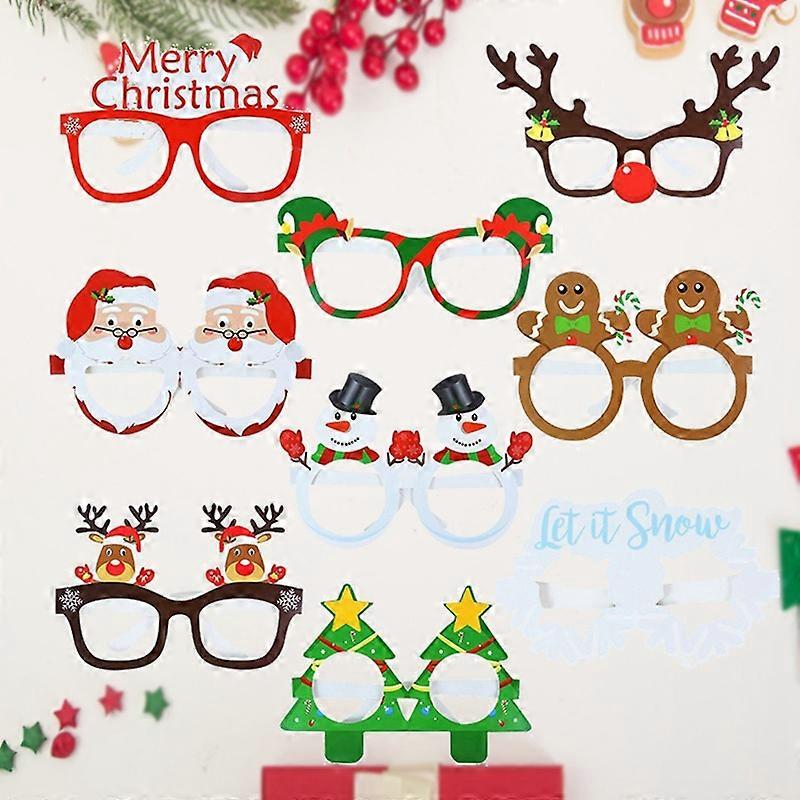9pcs Santa Claus Xmas Tree Elk Glasses Frame