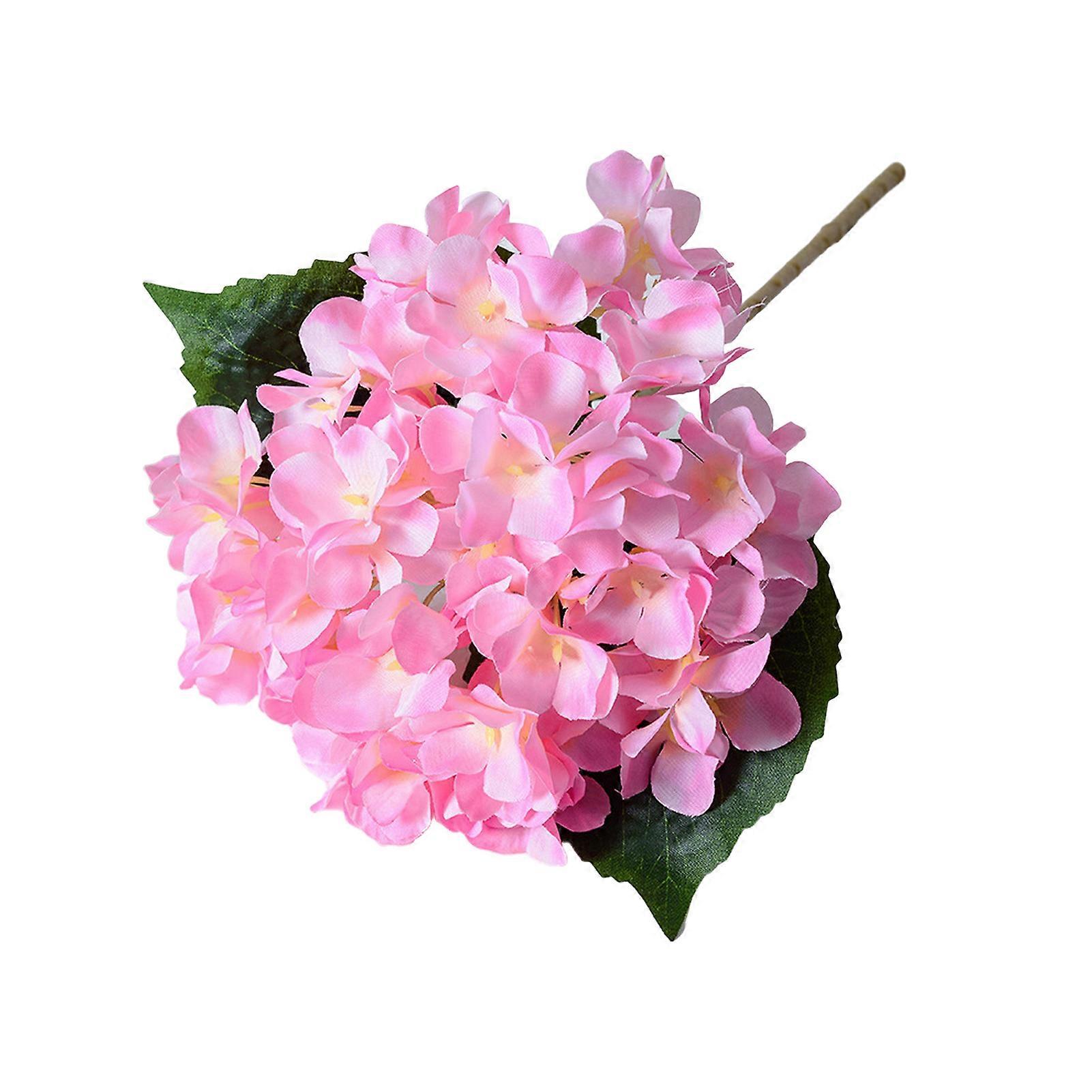 Artificial Hydrangea with Green Leaves Stem Realistic Fake Flower Wedding Home Office Table Centerpiece Faux Floral Branch Flower Arrangement Decorati