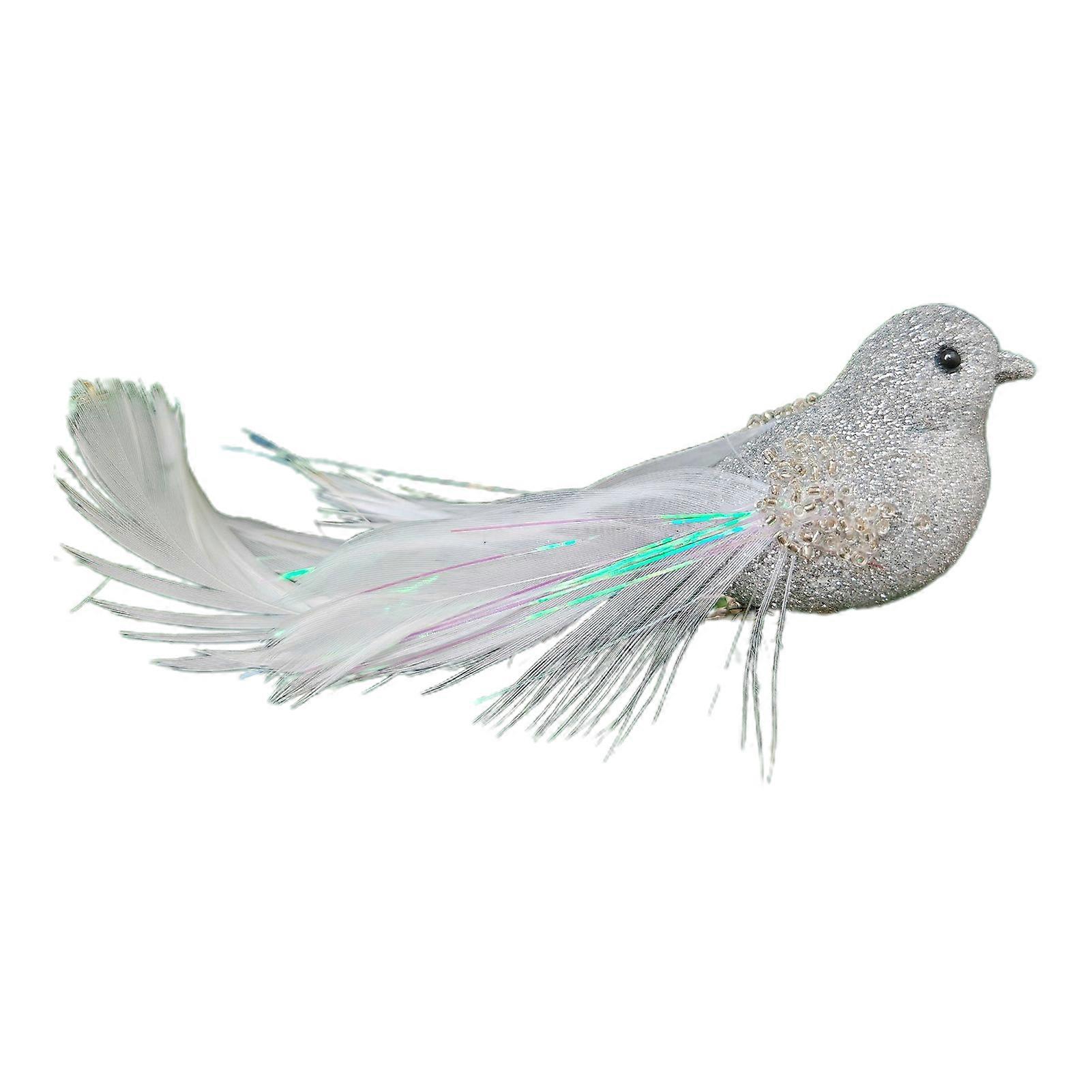 Glitter Feather Bird Ornament Sparkling Design with Clip Christmas Tree Decoration Festive Charm for Home