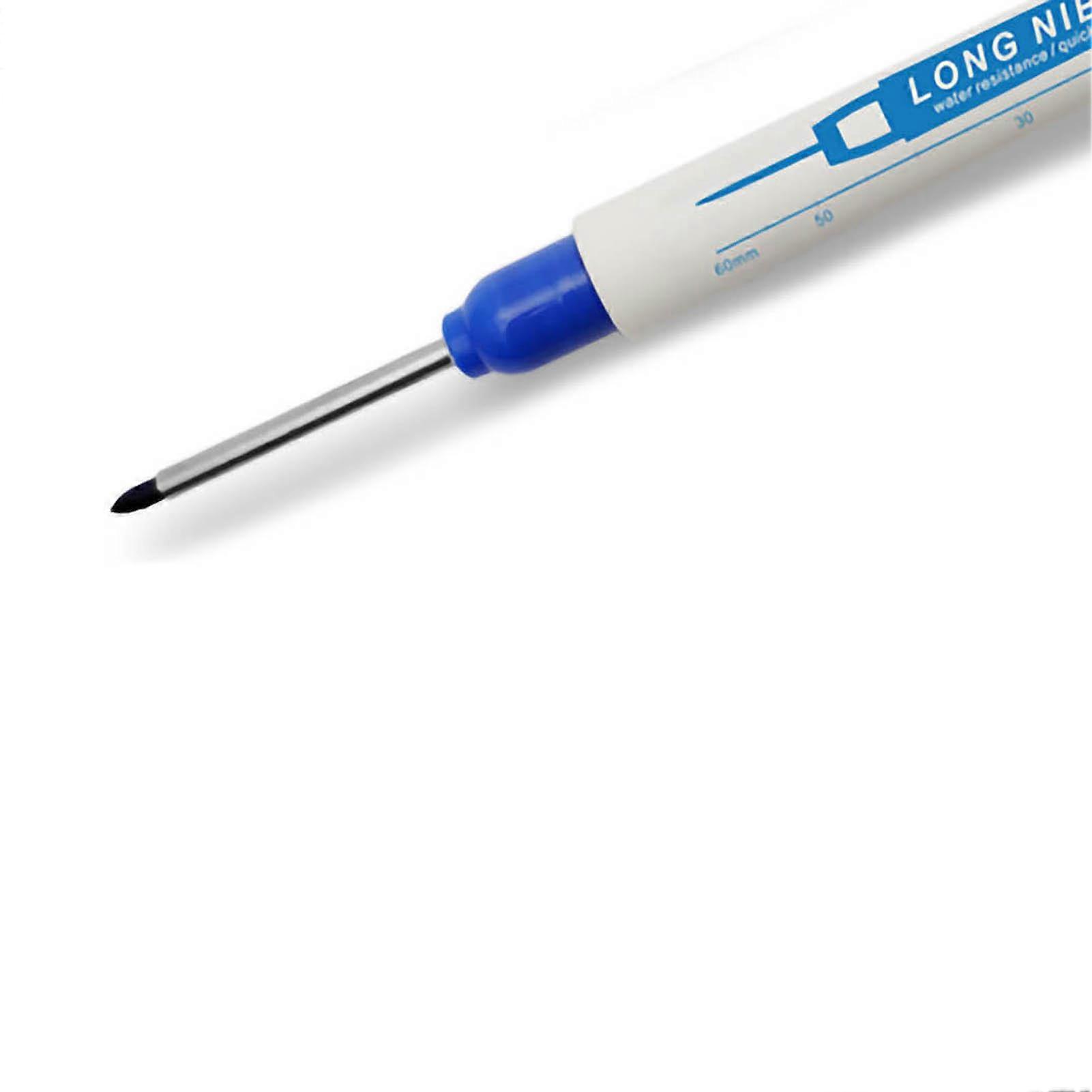 Lang nib mærkning pen Multifunktionel vandtæt dybt hul 30mm rækkevidde markør til træbearbejdningBlue