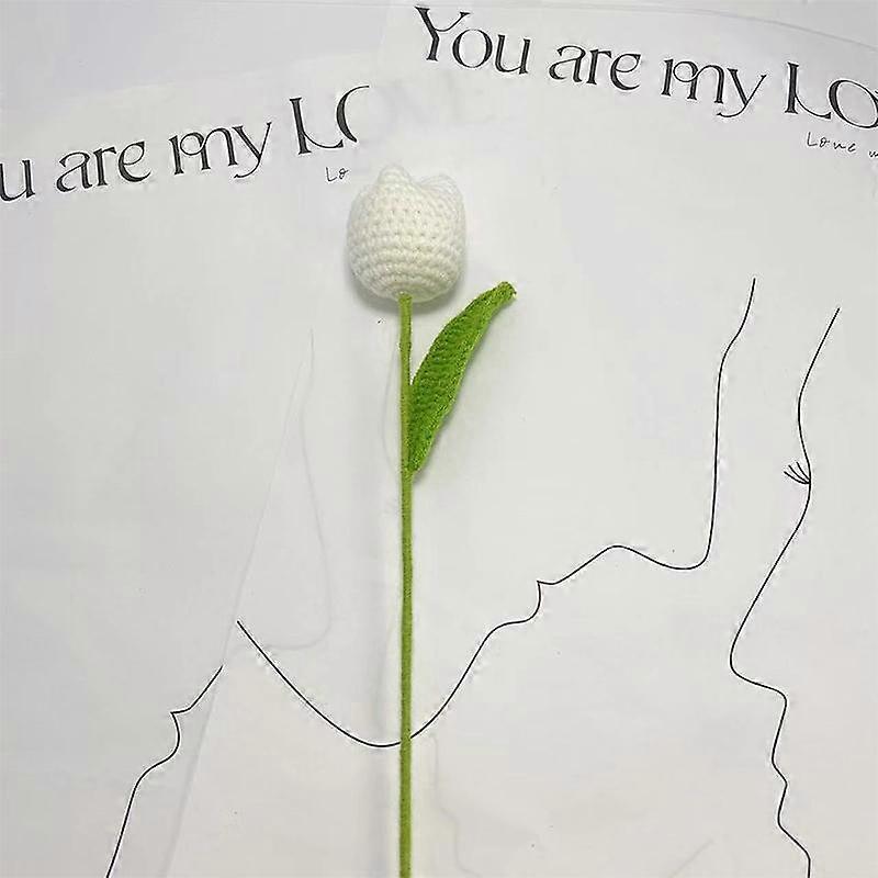 1PC Wool Finished Tulips Imitation Flowers Handmade Knitting Fake Flowers Teacher'S Day