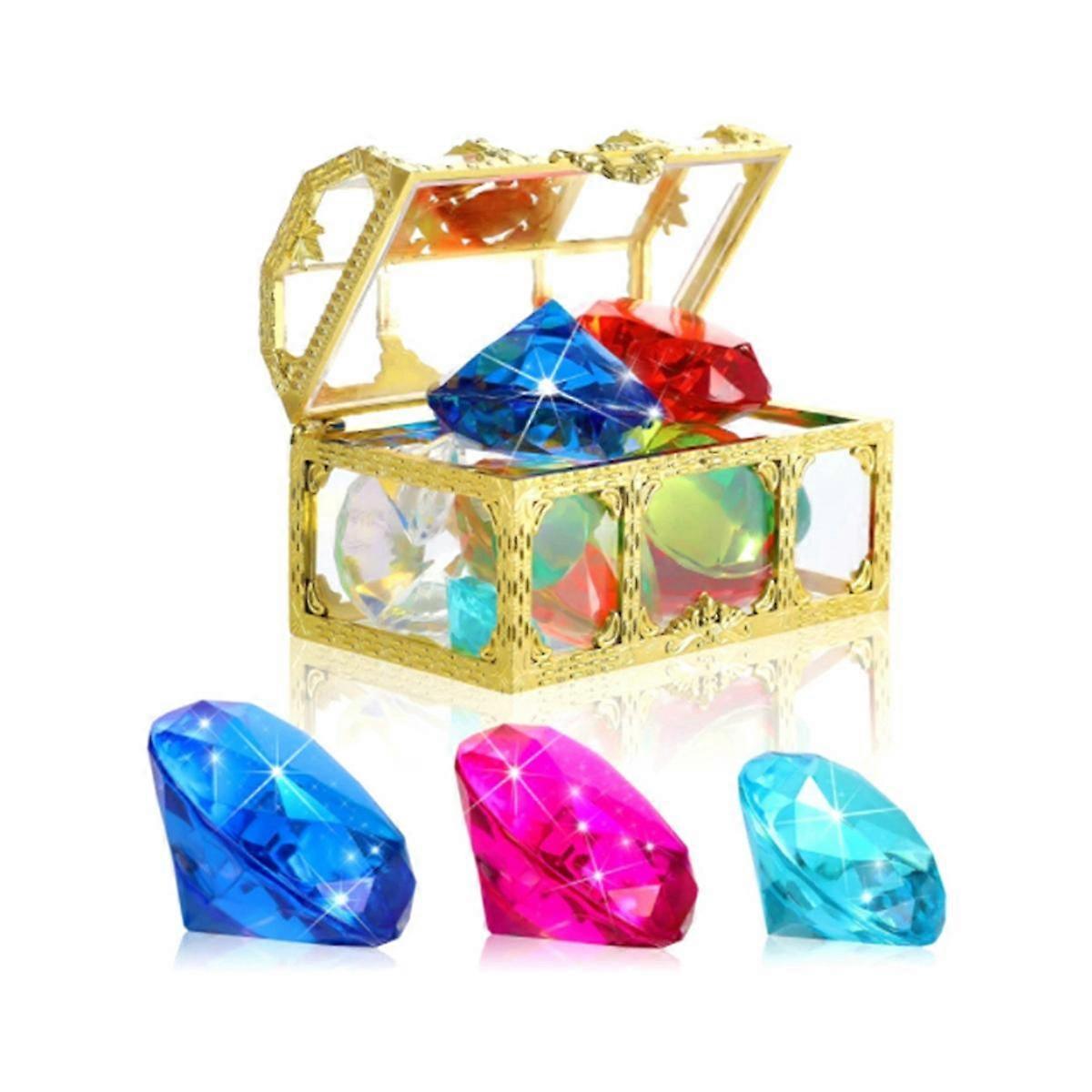 12Pcs Diving Gem Pool Toys Include Colorful Diamonds Set Dive Toy Treasure Chest Underwater Swimmin