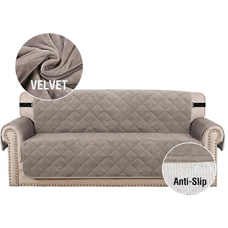 Thick Velvet Sofa Cover Couch Cover Washable Furniture Protector for Dogs Non-Slip Sofa Slipcover with Elastic Strap