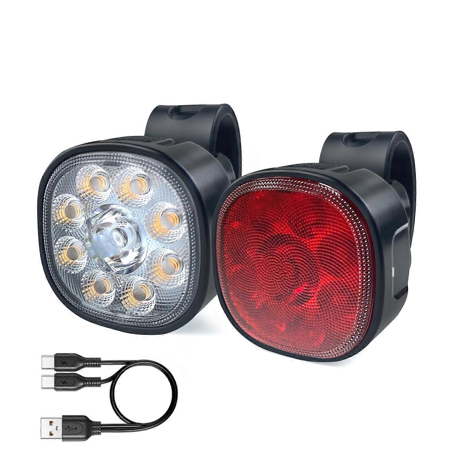 Lumières de vélo [8 + 7 modes], Lumières de vélo rechargeables USB à l’avant et à l’arrière, Ultra lumineuses avec projecteur et projecteur, Lumières de vélo étanches IP65 pour Roa