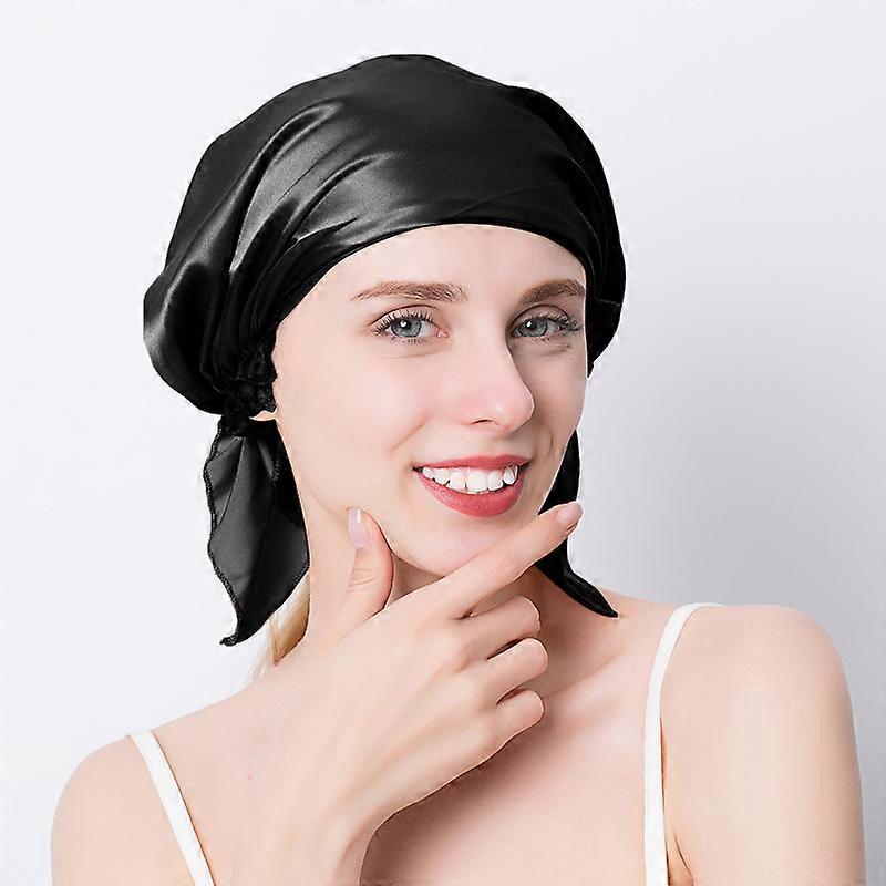 2pcs satin nightcapblack