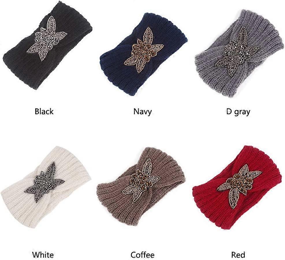 Knitted Warm Headband with Rhinestone Diamonds - Soft Elastic Hair Strap for Amazon.com : JKPOWER Women Sequin Knitted Hairband Flower  main image 3