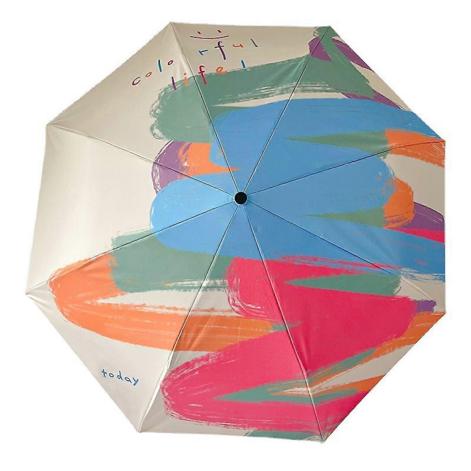 Mini Sun Travel Umbrella Ring handle Coating Layer Fabric Compact Folding Purse Umbrella/Lightweight Small Portable Backpack/Rain Sun/Blocking/Anti UP