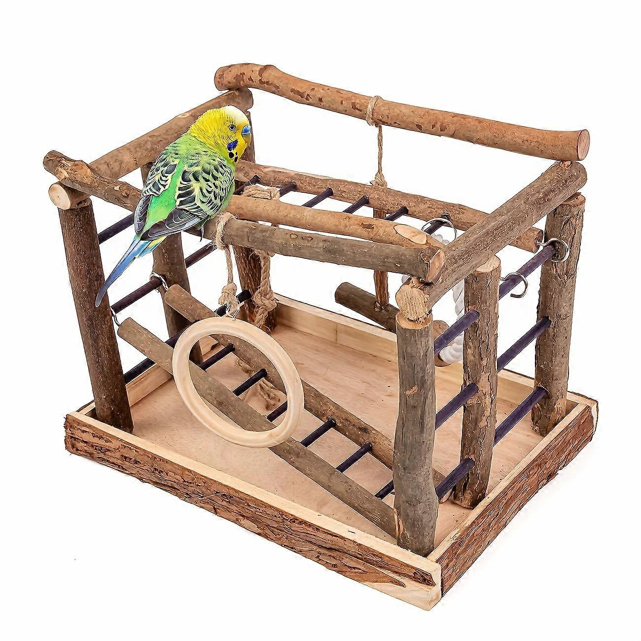 1pc Parrot Playground Bird Play Stand With Ladder Hanging Swing Pet Training Stand