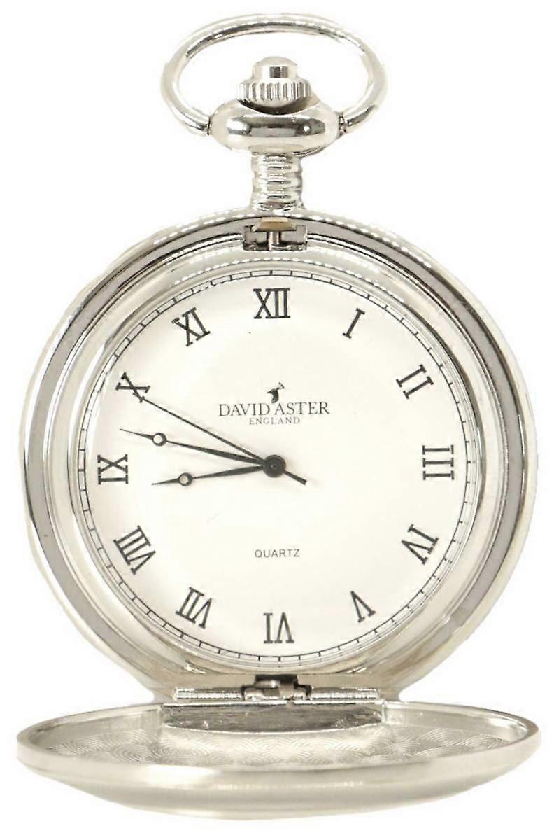 David Aster Quartz Half Hunter Pocket Watch - Silver/White