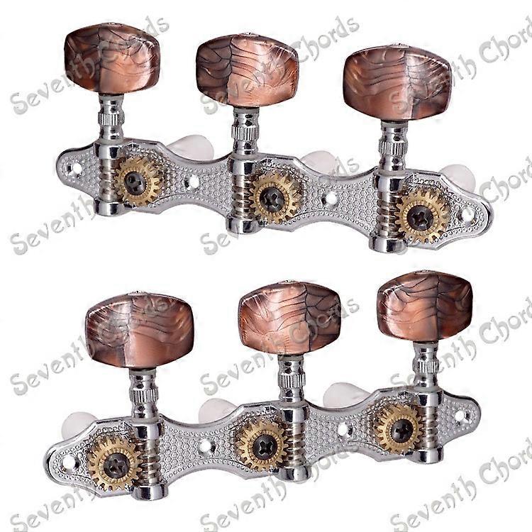 A Set Coffee Large Square Button Classical Guitar String Tuners Tuning Peg Machine Heads - Gear Ratio 1:18