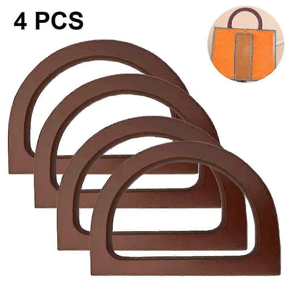 4pcs Wooden Bag Handle Replacement D Shape Handbag Purse Handle