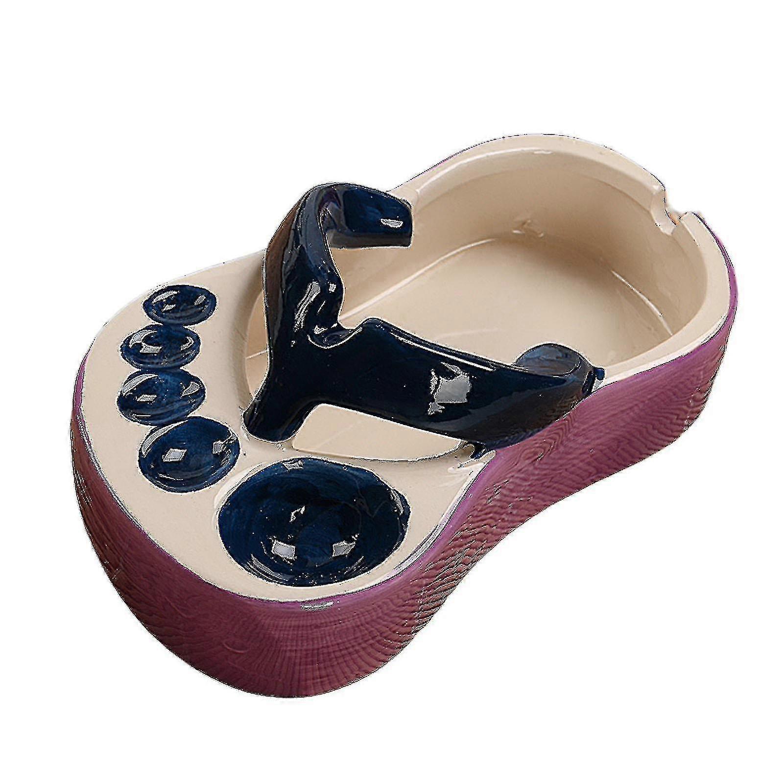 Sinknap Ash Tray Funny Flip Flop Shaped Large Capacity Ceramic Windproof Grooved Desktop Ashtray Ornament Home Office Bar Decoration