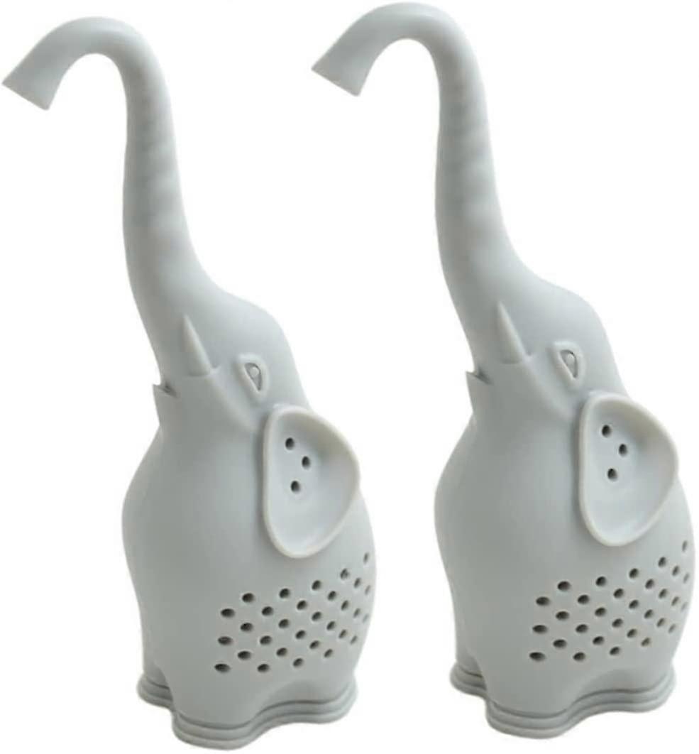 2pc Silicone Tea Infuser Creative Elephant Tea Strainer (grey)