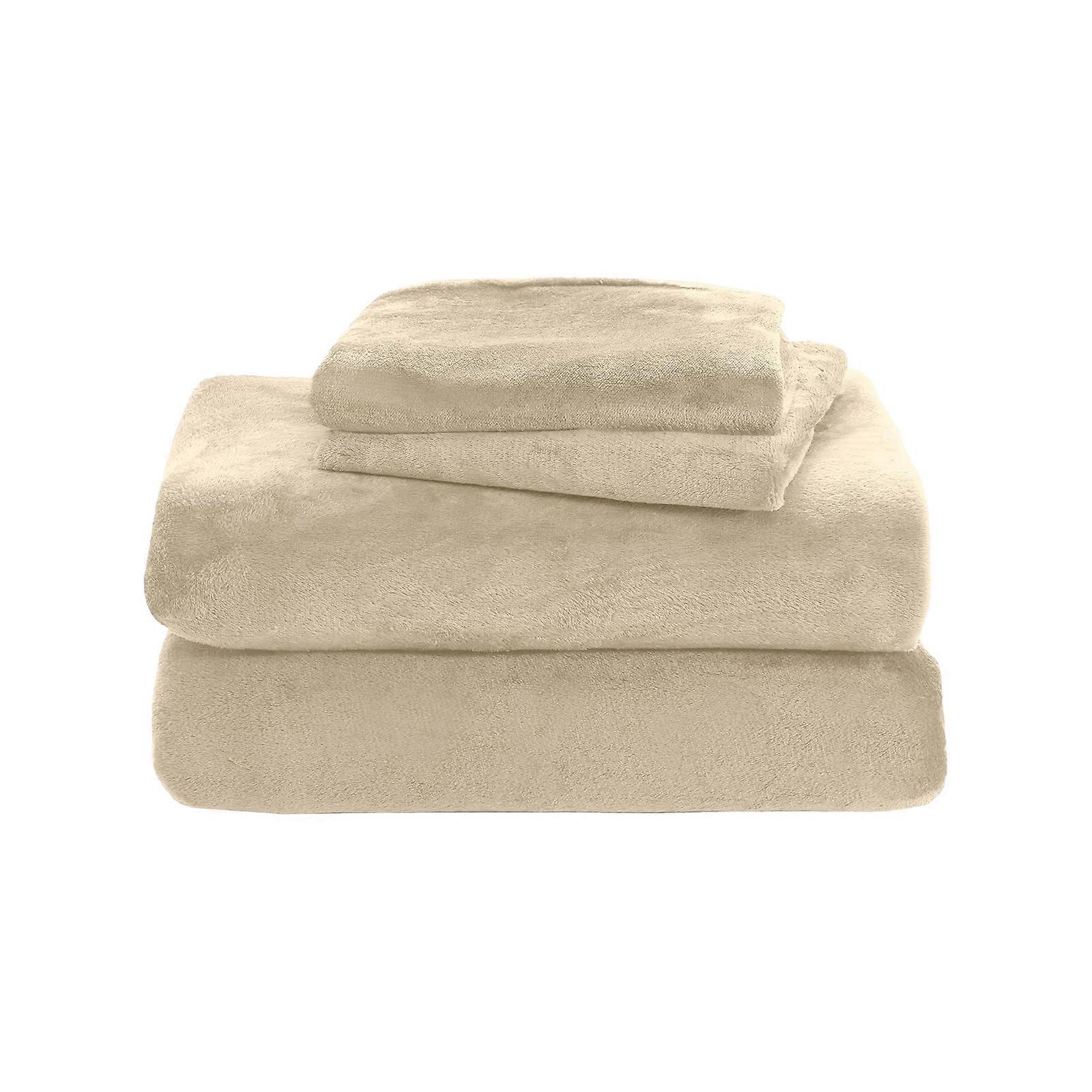 مجموعة ملاءات الفانيلا المخملية الفاخرة المكونة من 3 قطع من Elegants Comfort - جودة - دافئة مضادة للكهرباء الساكنة