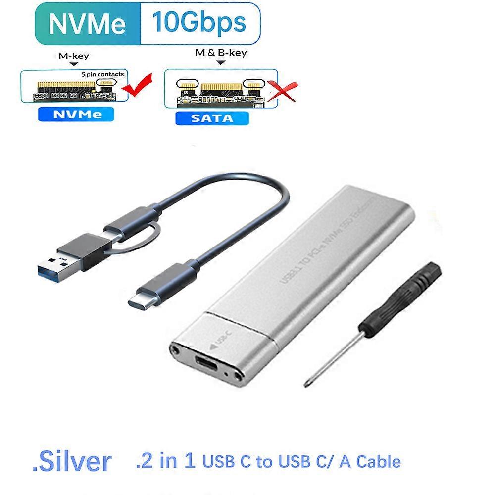 M2 SSD Case NVMe Enclosure 10Gbps M.2 to USB Type C 3.1 SSD Adapter for 2230 2242 2260 2280 NVME PCIE SSD Disk Box M.2 SSD Case