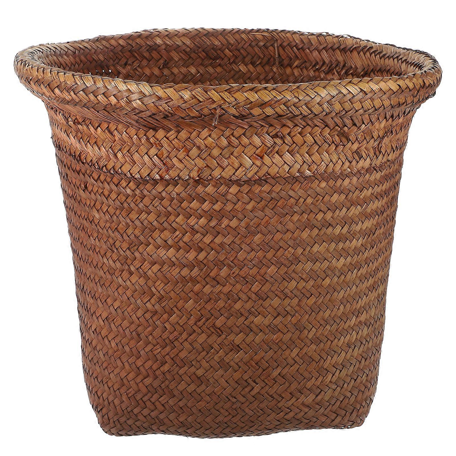 Mülleimer, 1 Stück 11,8 x 11,8 Zoll gewebter Papierkorb Schlafzimmer Mülleimer Büro kleine Mülleimer Weidenkorb Abfallpapierkorb Aufbewahrungsbehälter für HOM