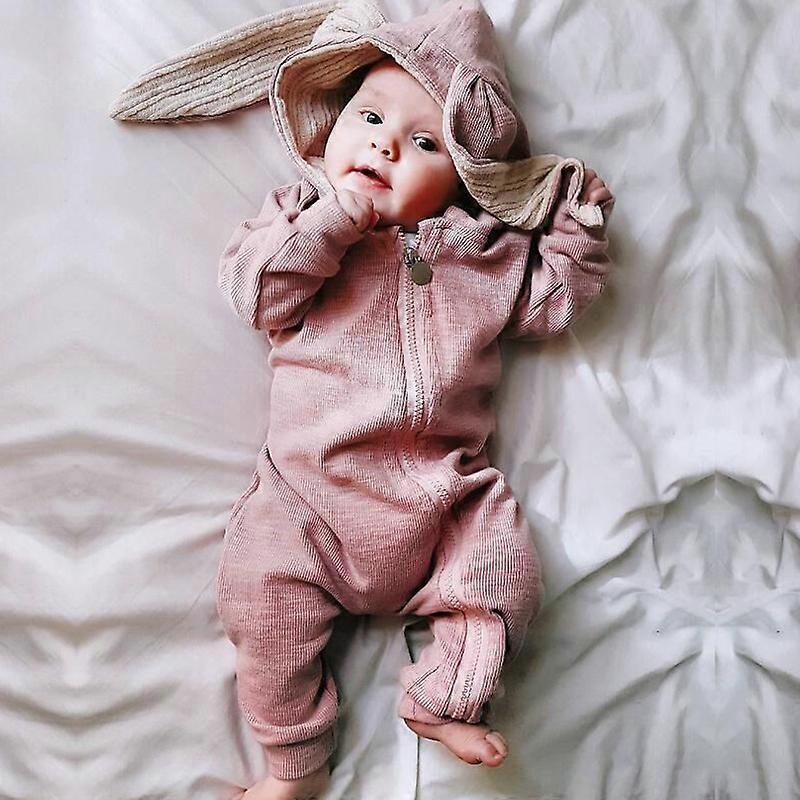 Newborn Baby Rabbit Zip Up Romper Jumpsuit Easter Bunny Pajamas Sleepwear