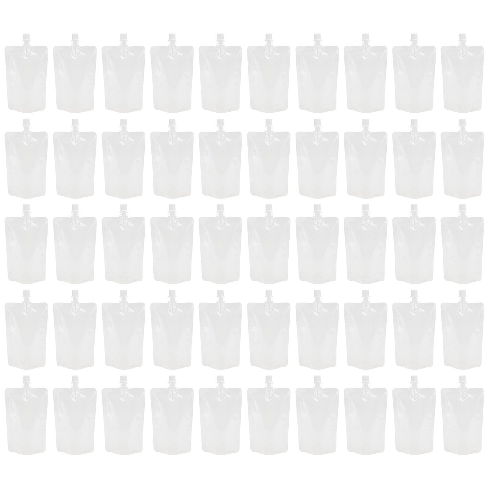 50 Pcs Dispenser Container Plastic Drinks Flasks Travel Drinking Flask Beverages Bag Disposable Drink Pouches