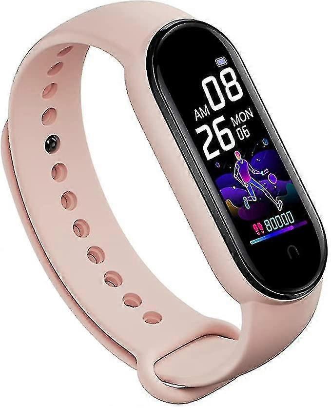 Skritteller, elektronisk skritteller med puls og søvnmonitor - rosa