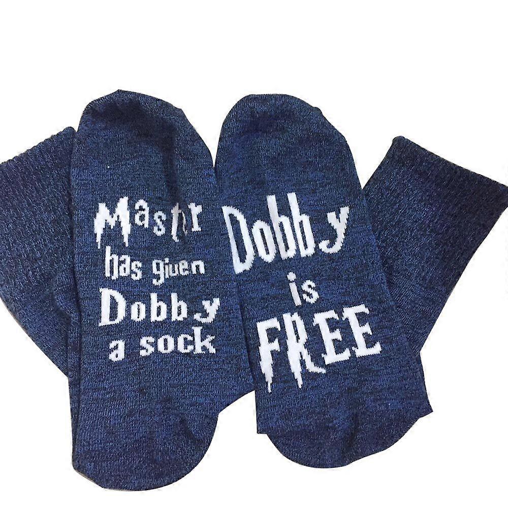 Dobby è Calzini Alfabeto in Cotone Gratis per Uomo e Donna - Blu