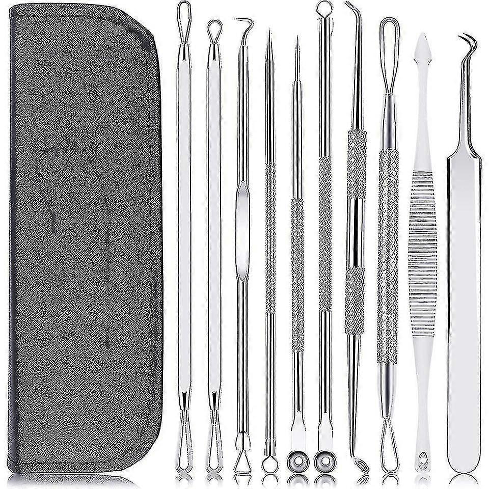 Blackhead Remover Pimple Tool Kit 10 pcs, Comedone Pimple (plata)
