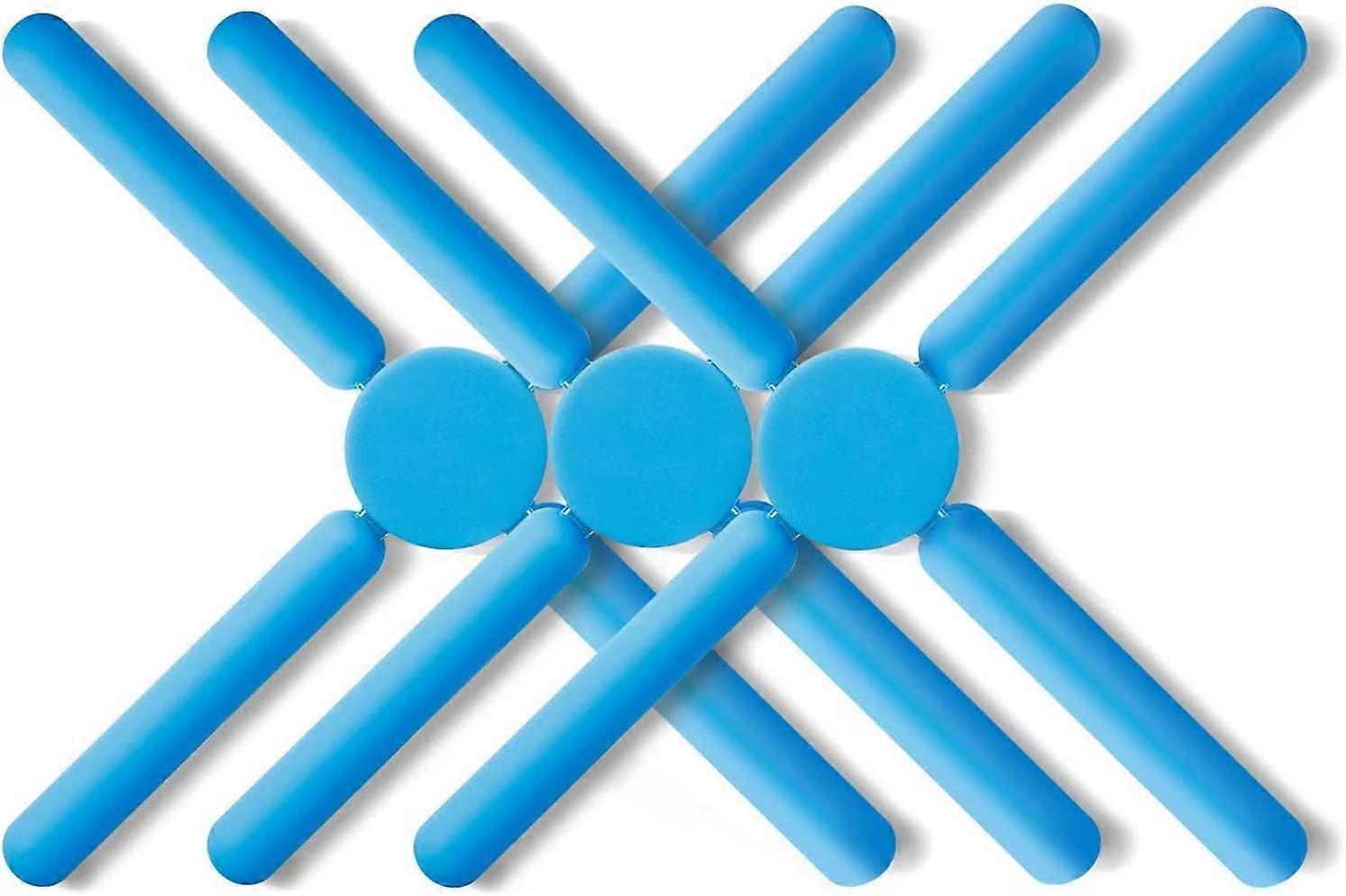 3PCS Blue Foldable Trivets Silicone Folding Trivets Non-Slip Collapsible Cross Compact