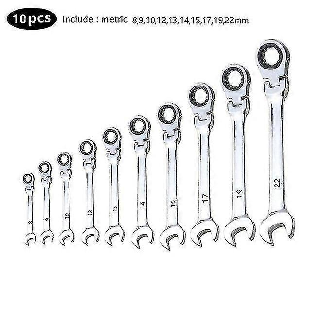 Naiwang Flex Head Ratcheting Wrench Set,combination Ended Spanner Kits, Chrome Vanadium Steel Hand Tools Socket Key Ratchet Wrench Set