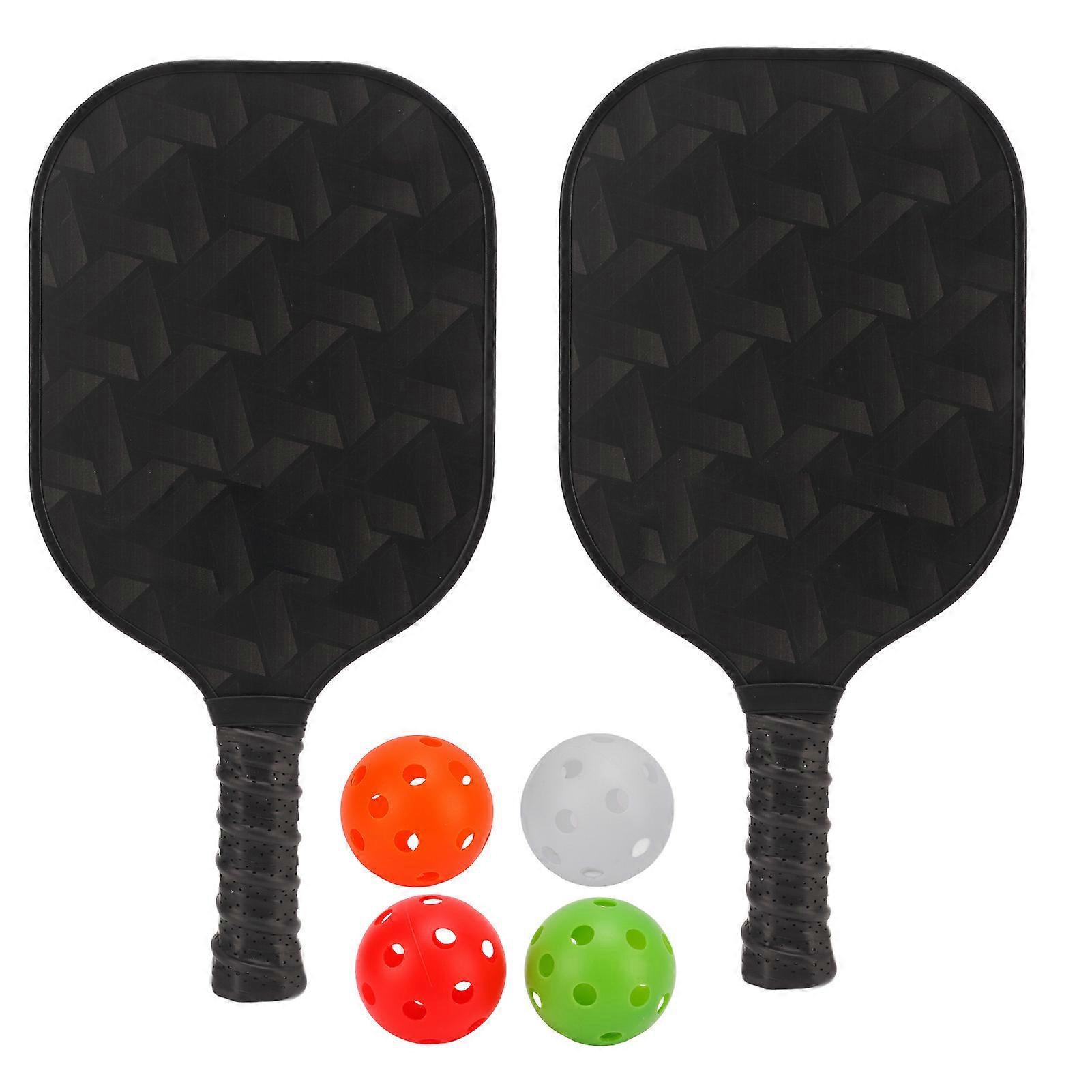 Portable Glass Carbon Fiber PP Core Pickleball Paddle Racket Set with 4 Balls for Training