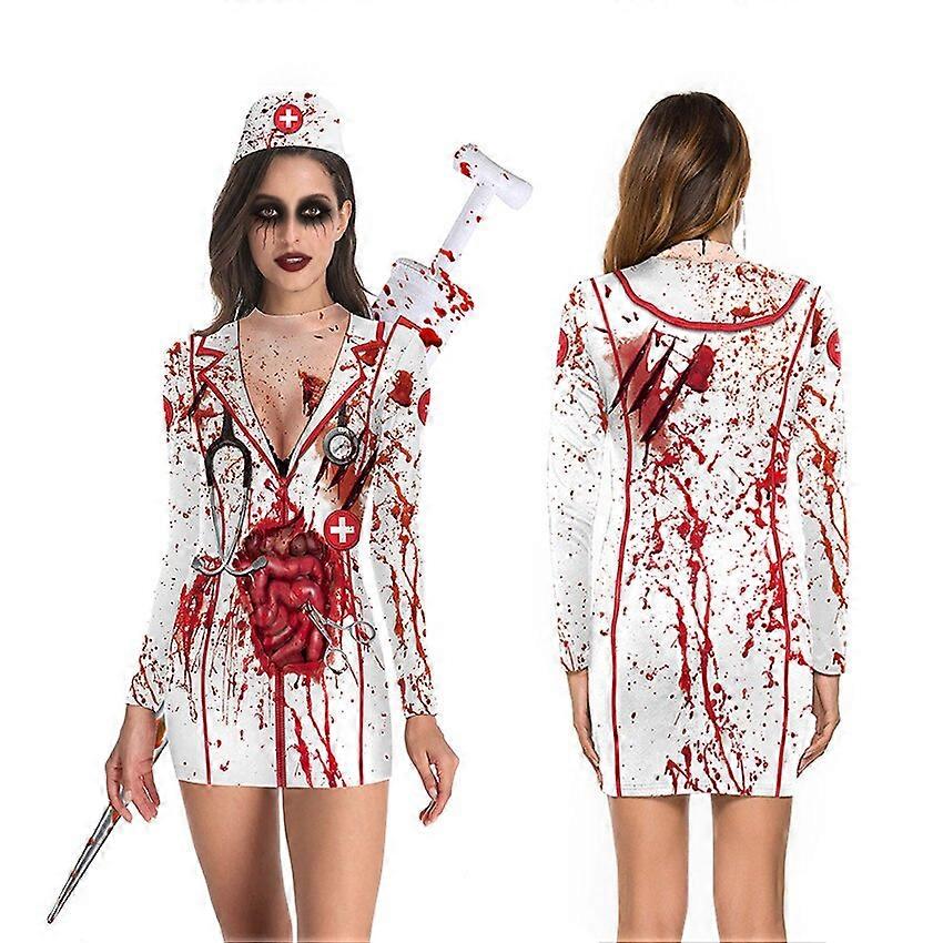 Horror Bloody Nurse Skull Costumi Donne Terrore Cosplay Costumi di