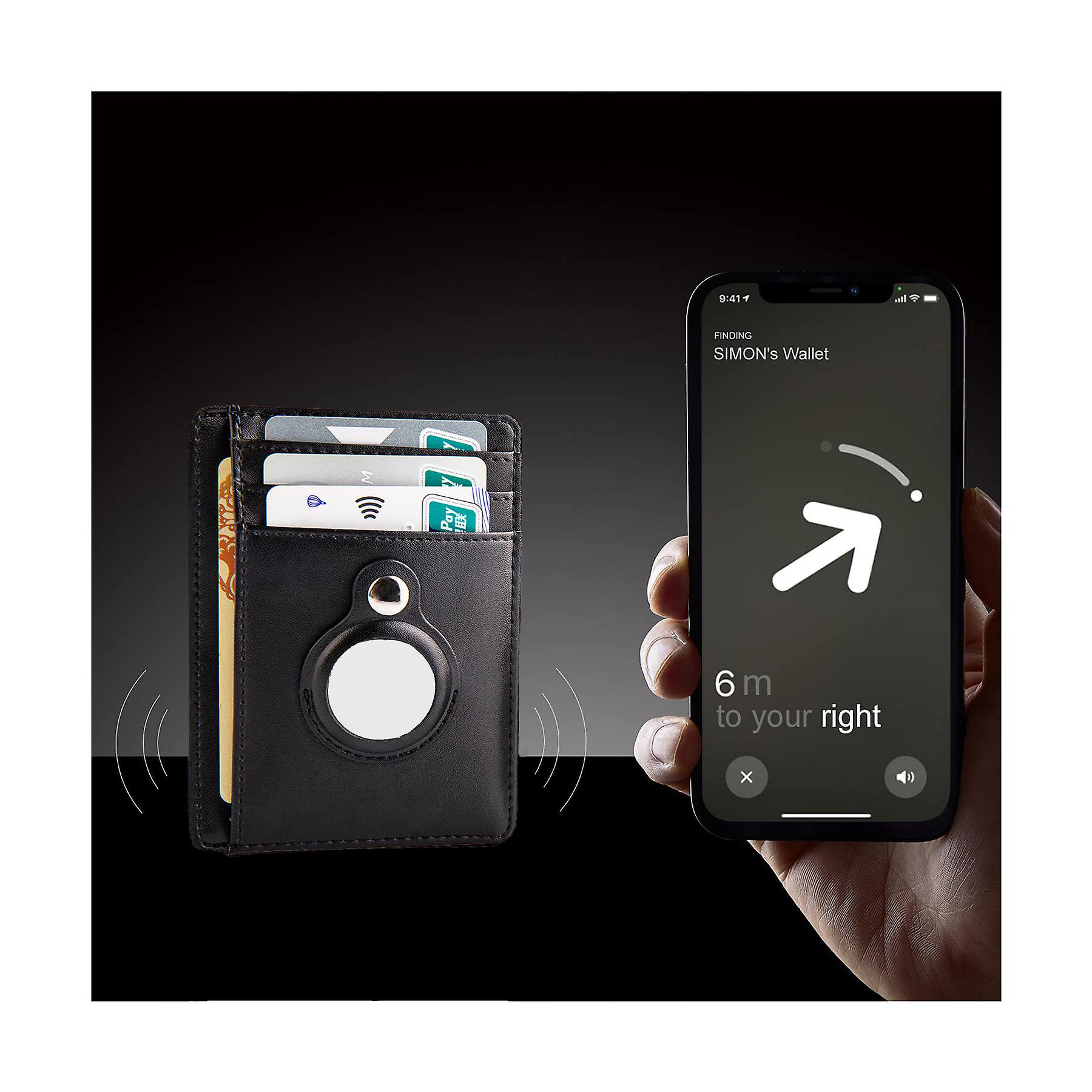 Men's Airtag Wallet,ultrathin Leather Rfid Credit Card Wallet With