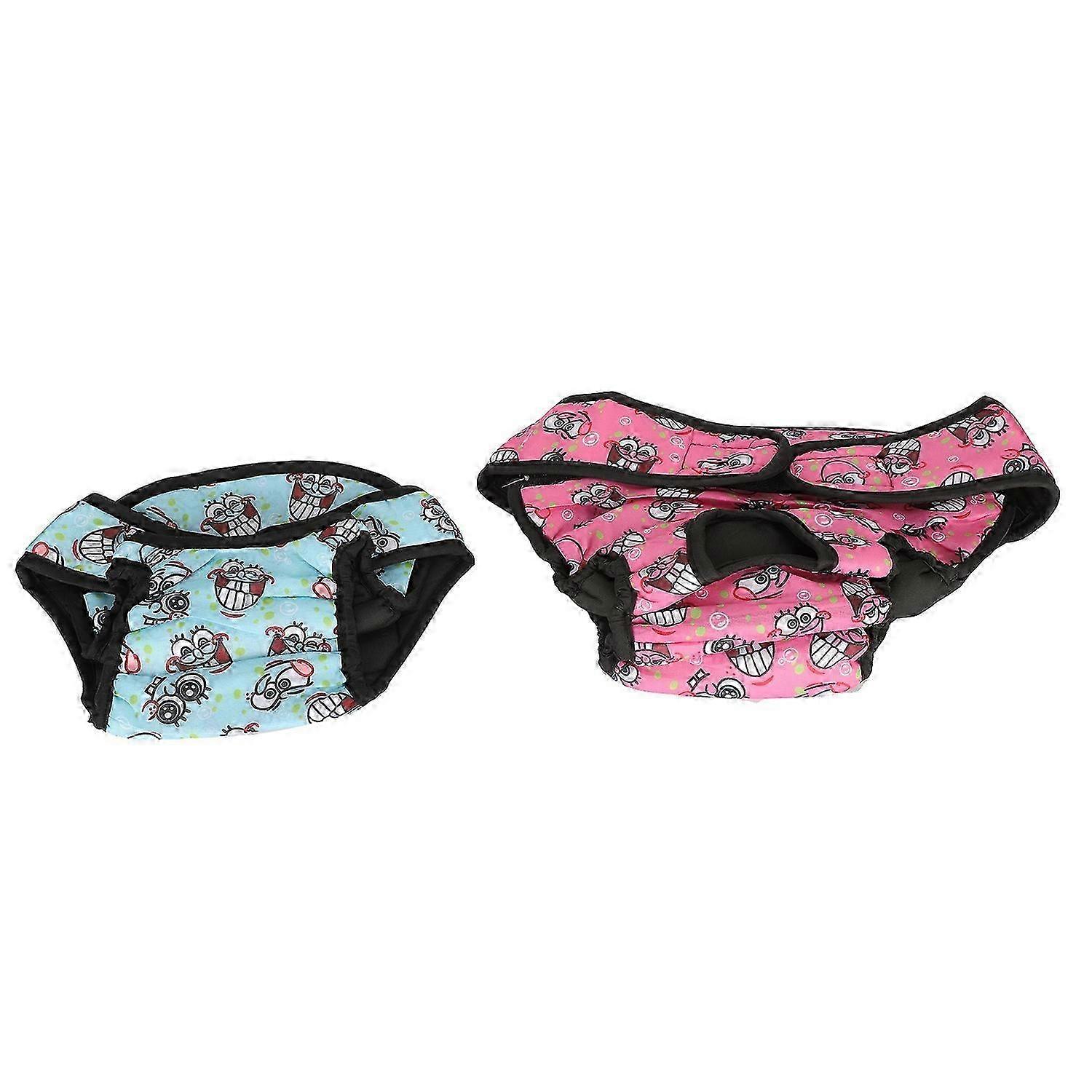 2pcs Soft Breathable Dog Physiological Pants Adjustable Dog Pet Underwear Panties Shorts(Pink Blue X